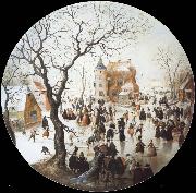 A Winter Scene with Skaters near a Castle Hendrick Avercamp